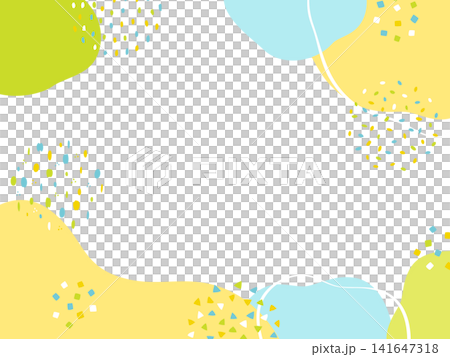 流体シェイプと手描きの幾何学模様を組み合わせたポップなフレーム 141647318