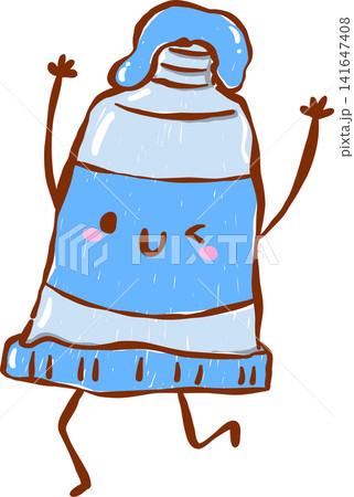 Back to School Supply Paint Tube Blue Cartoon Character Hand Drawn 141647408