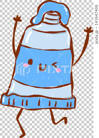 Back to School Supply Paint Tube Blue Cartoon Character Hand Drawn 141647408