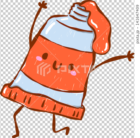 Back to School Supply Paint Tube Red Cartoon Character Hand Drawn Back to School Supply Paint Tube Red Cartoon Character Hand Drawn 141647409