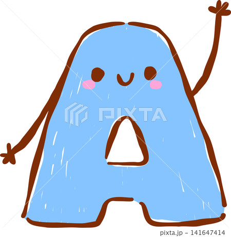 Back to School Supply Letter A Cartoon Character Hand Drawn 141647414