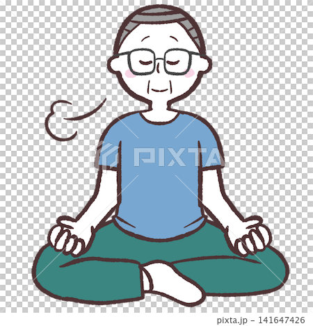一位老年男子冥想的插圖 一位老年男子冥想的插圖 141647426