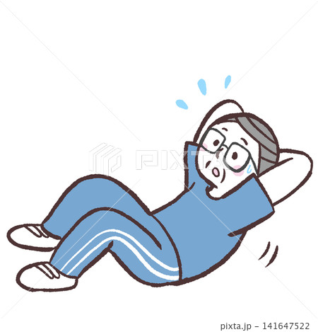 腹筋運動するシニア男性のイラスト 141647522