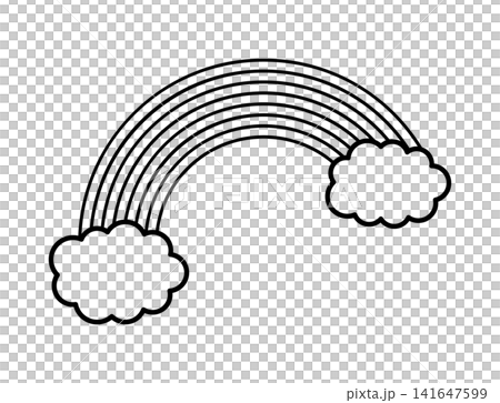 Simple black line clouds and rainbow weather icon Simple black line clouds and rainbow weather icon 141647599