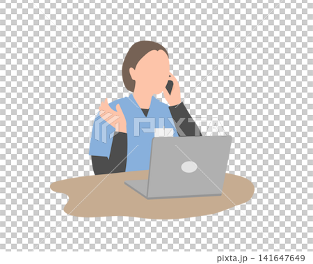 電話対応をする介護スタッフのイラスト 電話対応をする介護スタッフのイラスト 141647649