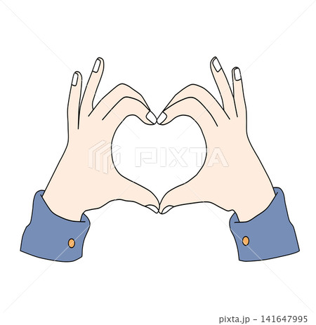 Two hands making heart shape sign gesture love symbol for Valentines Day wedding romantic feeling greeting card sticker print visual graphic clipart artwork design icon element Two hands making heart shape sign gesture love symbol for Valentines Day wedding romantic feeling greeting card sticker print visual graphic clipart artwork design icon element 141647995