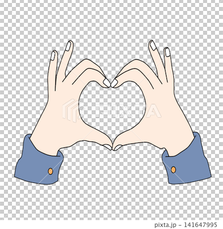 Two hands making heart shape sign gesture love symbol for Valentines Day wedding romantic feeling greeting card sticker print visual graphic clipart artwork design icon element Two hands making heart shape sign gesture love symbol for Valentines Day wedding romantic feeling greeting card sticker print visual graphic clipart artwork design icon element 141647995