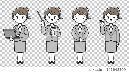 一組風格各異的女性員工全身照。 一組風格各異的女性員工全身照。 141648509