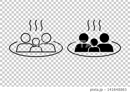 Icons and pictograms of people entering a hot spring – for use in family baths or private baths. Icons and pictograms of people entering a hot spring – for use in family baths or private baths. 141648863