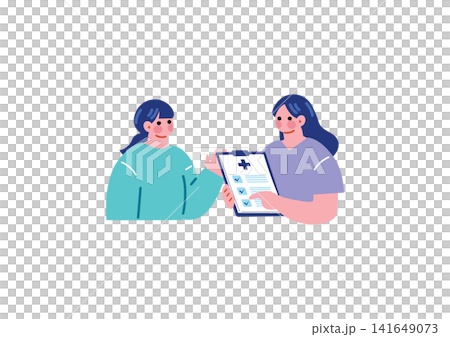Illustration of a nurse talking to a patient Illustration of a nurse talking to a patient 141649073