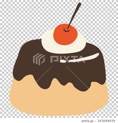 生クリームとさくらんぼが乗った日本のプリンのベクターイラスト 生クリームとさくらんぼが乗った日本のプリンのベクターイラスト 141649439