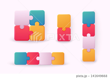 Set of puzzle vector illustration. Jigsaw Puzzle Templates. 3D Web Vector Illustrations. Set of puzzle vector illustration. Jigsaw Puzzle Templates. 3D Web Vector Illustrations. 141649668