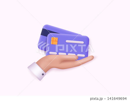 Credit card holded by hand. Finance concept. 3D Vector Illustrations. Credit card holded by hand. Finance concept. 3D Vector Illustrations. 141649694