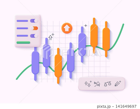 Stock market investment trading graph in graphic concept. 3D Vector Illustrations. Stock market investment trading graph in graphic concept. 3D Vector Illustrations. 141649697