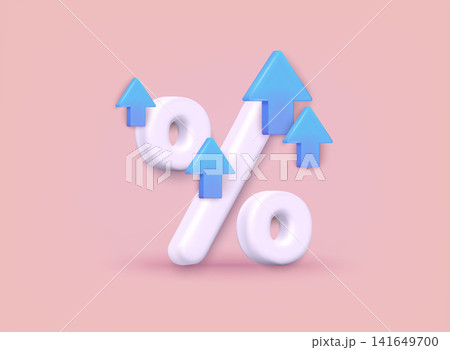 Bank credit concept. Percent, good interest rate, interest-free. Finance management. 3D Web Vector Illustrations. Bank credit concept. Percent, good interest rate, interest-free. Finance management. 3D Web Vector Illustrations. 141649700