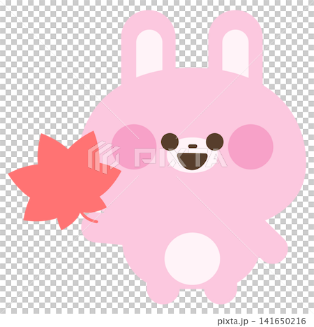 A rabbit looking happy with a maple leaf in its hand. A rabbit looking happy with a maple leaf in its hand. 141650216