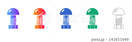 Rounded Head Bolt Fastener Vector Icon Pack 141651049