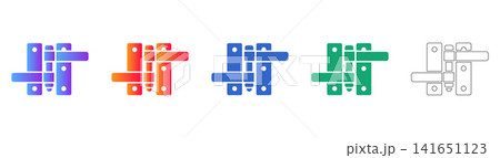 Double Hinge Assembly Icon Set 141651123
