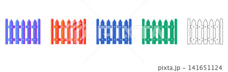 Wooden Picket Fence Icon Set 141651124