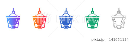 Construction Hoist Bucket Vector Icons Construction Hoist Bucket Vector Icons 141651134