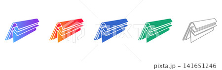 Corrugated Metal Sheet Icon Set Corrugated Metal Sheet Icon Set 141651246