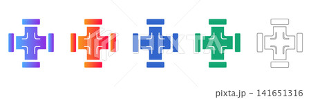 Cross Pipe Fitting Connector Vector Icon Set 141651316