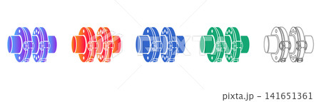 Industrial Bolted Flange Assembly Icons Industrial Bolted Flange Assembly Icons 141651361