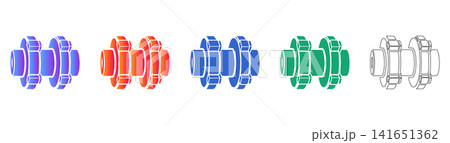 Heavy Duty Industrial Pipe Coupling Icons Heavy Duty Industrial Pipe Coupling Icons 141651362