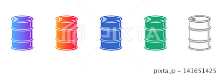 Industrial Oil Drum Vector Icon Set Industrial Oil Drum Vector Icon Set 141651425
