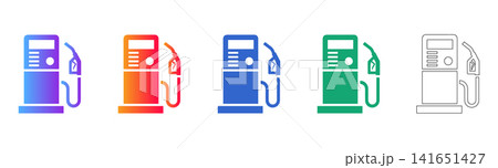 Modern Gas Station Pump Vector Icon Set Modern Gas Station Pump Vector Icon Set 141651427