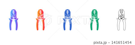 Set of Multicolored Wire Crimping Pliers Icons 141651454