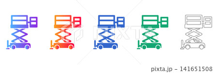 Scissor Lift Platform Icons 141651508