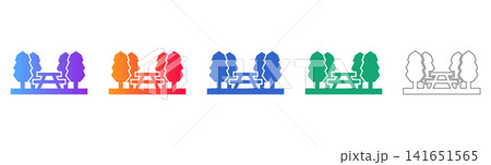 Gradient Park Bench and Trees Icons Gradient Park Bench and Trees Icons 141651565