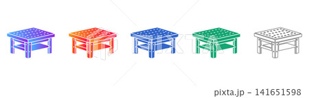 Industrial Work Platform Table Icon Set Industrial Work Platform Table Icon Set 141651598