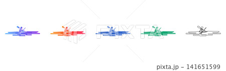 Kayaking and Canoeing Activity Icon Set Kayaking and Canoeing Activity Icon Set 141651599