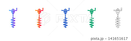 Manual Earth Auger Tool Vector Icons Manual Earth Auger Tool Vector Icons 141651617