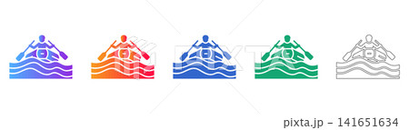 Kayaking Icon Set in Colorful Gradient and Outline Styles Kayaking Icon Set in Colorful Gradient and Outline Styles 141651634