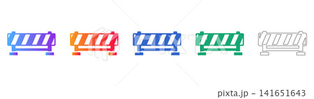 Safety Barricade and Barrier Icon Set Safety Barricade and Barrier Icon Set 141651643