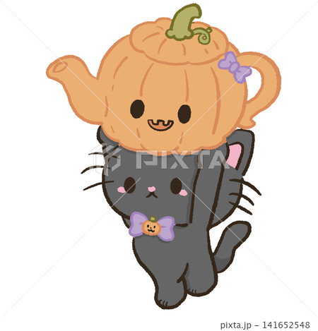 Cute Kawaii Pumpkin Teapot with Smiling Jack O Lantern Face Halloween Tea Party Pastel Clipart Illustration Cute Kawaii Pumpkin Teapot with Smiling Jack O Lantern Face Halloween Tea Party Pastel Clipart Illustration 141652548
