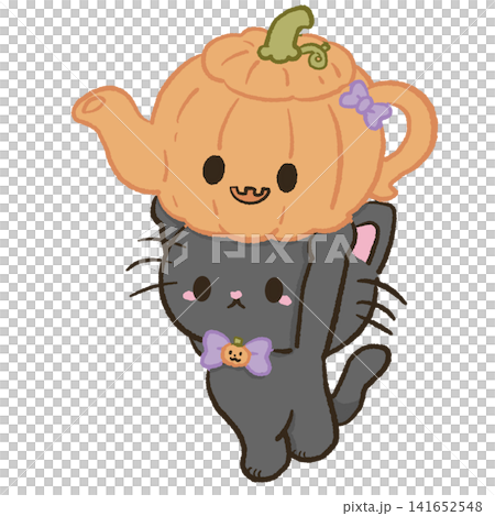 Cute Kawaii Pumpkin Teapot with Smiling Jack O Lantern Face Halloween Tea Party Pastel Clipart Illustration Cute Kawaii Pumpkin Teapot with Smiling Jack O Lantern Face Halloween Tea Party Pastel Clipart Illustration 141652548