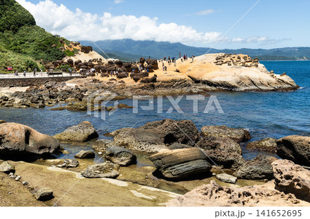 Beautiful view of the Yehliu Geopark. Yehliu is a cape located in Wanli, New Taipei City, Taiwan. Beautiful view of the Yehliu Geopark. Yehliu is a cape located in Wanli, New Taipei City, Taiwan. 141652695