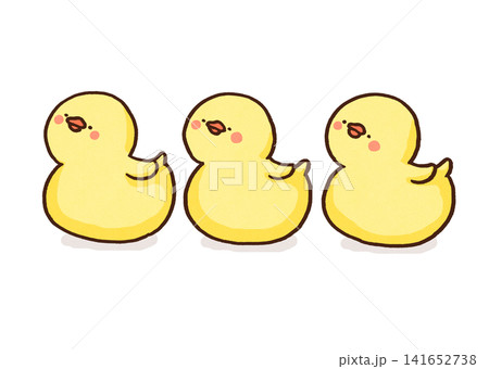一列に綺麗に並んだアヒルの子供たち（get one's ducks in a row） 141652738