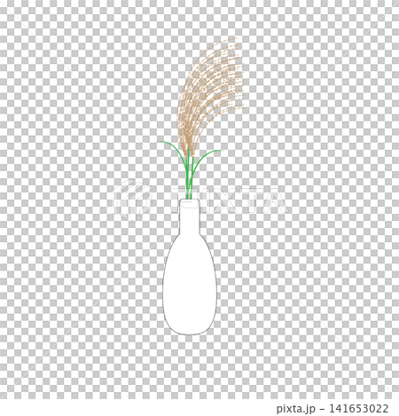 花瓶に入ったシンプルなススキのイラスト 141653022