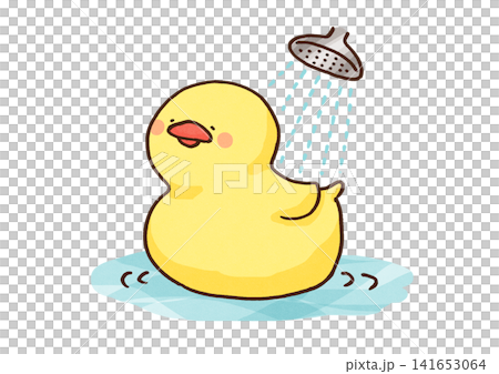 A duckling enjoying a shower. A duckling enjoying a shower. 141653064