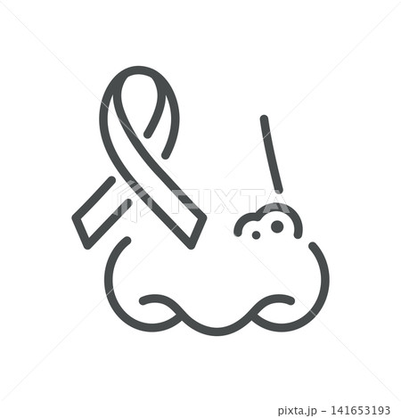 Basal cell carcinoma line icon. Skin cancer awareness ribbon and malignant skin lesion. Editable stroke vector illustration.basal cell carcinoma, skin cancer, carcinoma, bcc, basalioma, icon, basal ce Basal cell carcinoma line icon. Skin cancer awareness ribbon and malignant skin lesion. Editable stroke vector illustration.basal cell carcinoma, skin cancer, carcinoma, bcc, basalioma, icon, basal ce 141653193