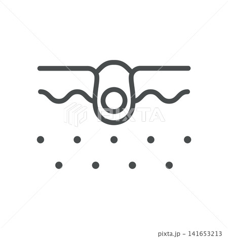 Whitehead line icon. Closed comedone and clogged skin pore dermatology symbol. Editable stroke vector illustration. 141653213