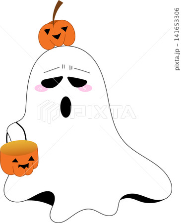 ghost holding pumpkin bucket 141653306