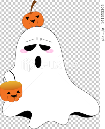 ghost holding pumpkin bucket 141653306
