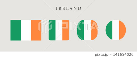 Ireland national flag set in original proportion and different shapes styles. Official Irish symbol vector collection 141654026