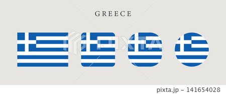 Greece national flag set in original proportion and different shapes styles. Official Greek symbol vector collection Greece national flag set in original proportion and different shapes styles. Official Greek symbol vector collection 141654028